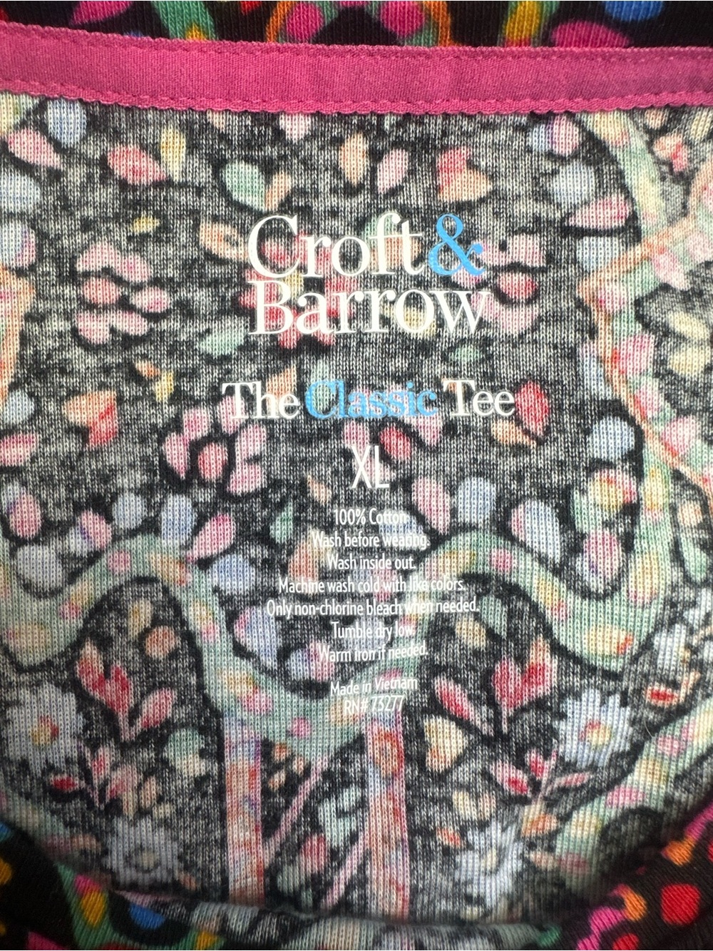 Croft & Barrow XL Classic Tee Boho Floral Geometric Print Long Sleeve Colorful - Picture 7 of 8
